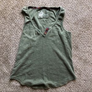 Muted Green Pilcro Tank Top with detailing.